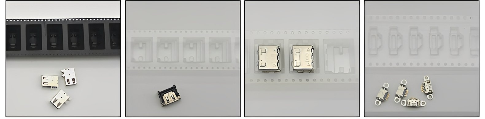 Custom carrier tape designed for USB connectors